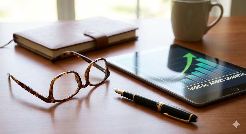 무자본으로 시작한 블로그가 수익형 디지털 자산으로 성장하는 시각적 묘사