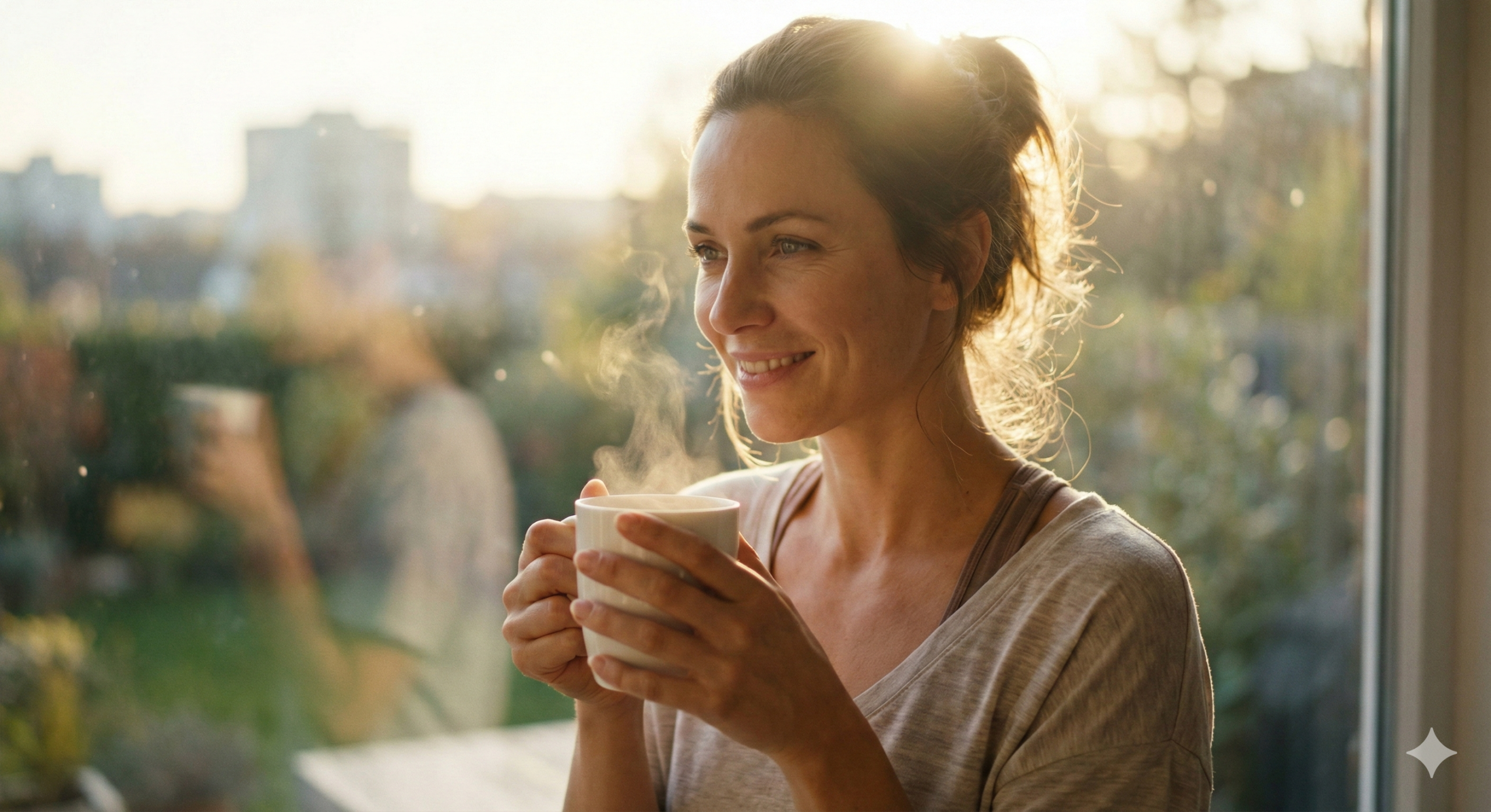 스트레칭 후 누리는 기분 좋은 아침의 여유와 평온