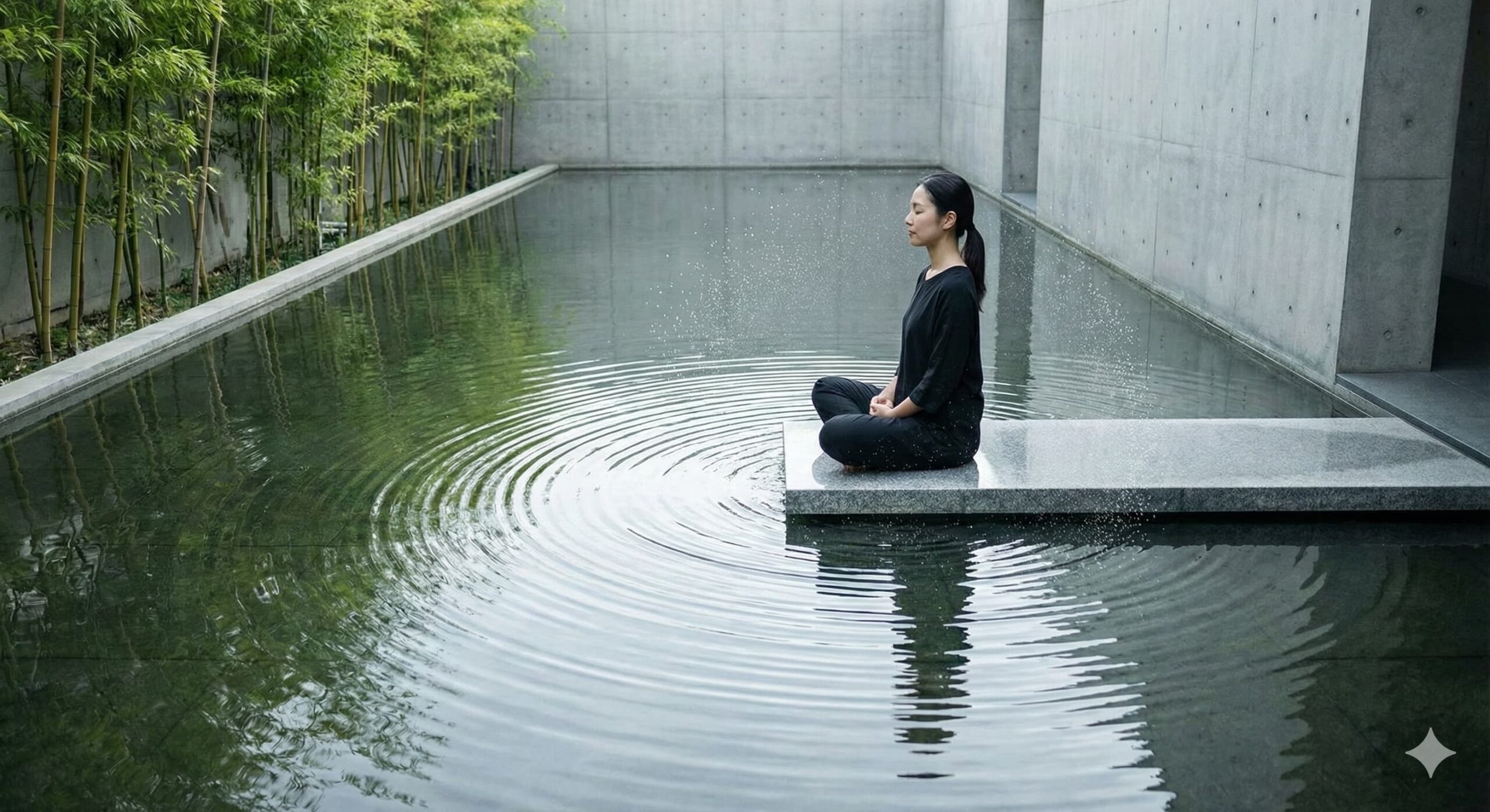 수변 정원에서 허밍의 진동을 통해 미주신경과 장기의 조화를 꾀하는 우아한 실천