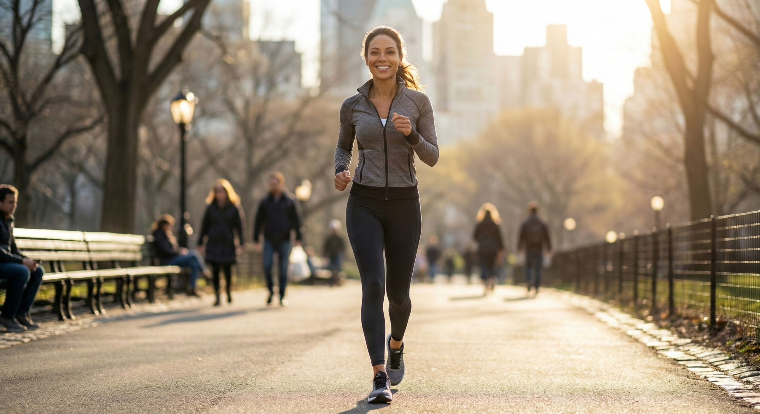 젊고 우아한 감각으로 건강한 걷기를 실천하는 워너비 모델의 모습.