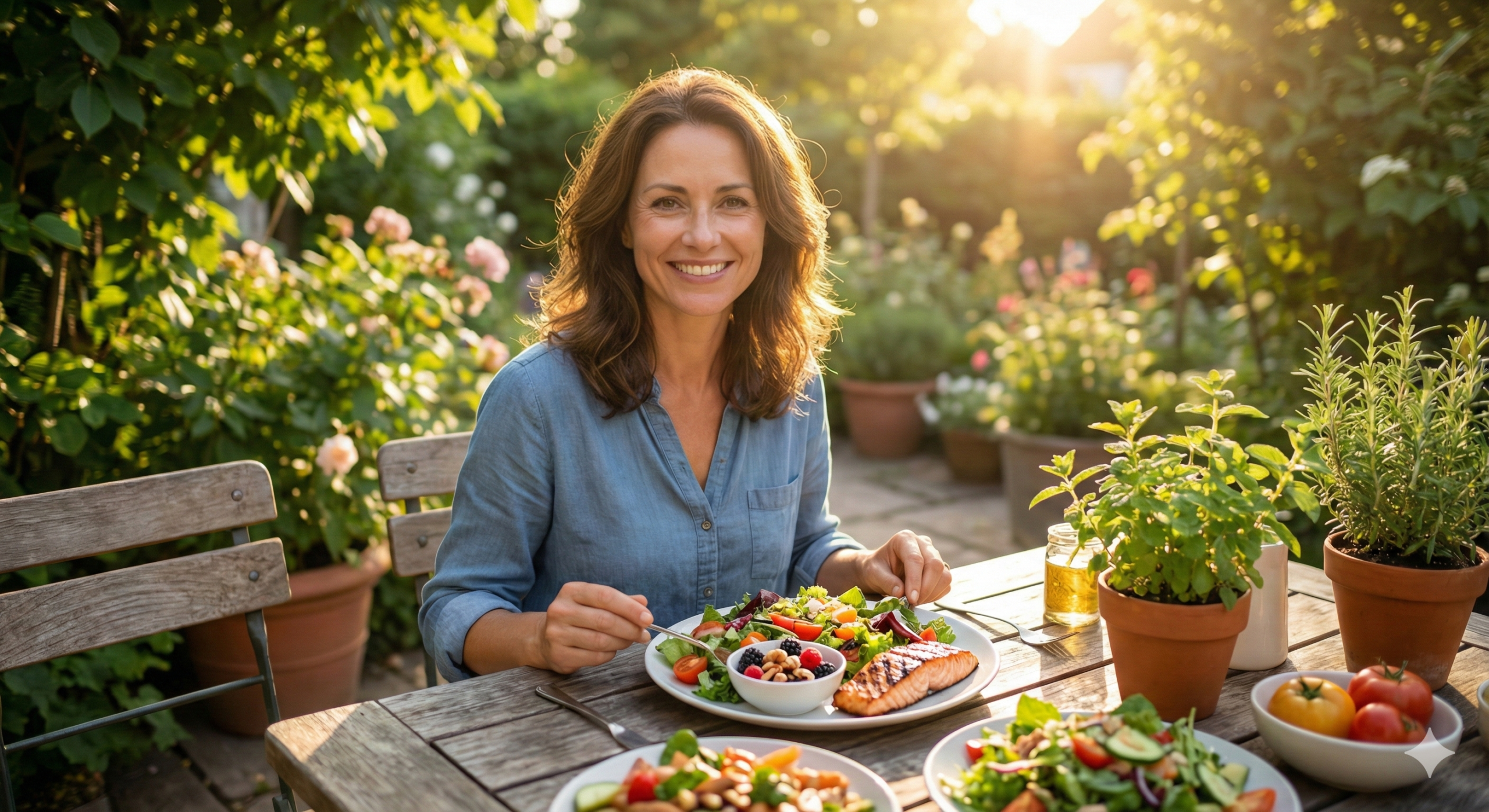 관절 건강을 위해 영양가 있는 식단을 즐기는 지적인 여성 모델